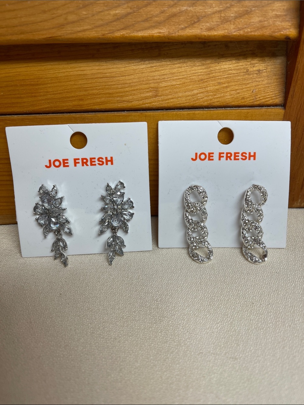 Joe Fresh Silver Rhinestone Drop & Chain-Link Earring Duo